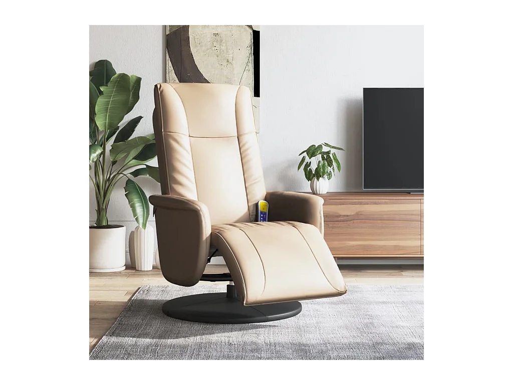 Sillón de relax | Sillón reclinable masaje reposapiés cuero sintético capuchino SHL6827