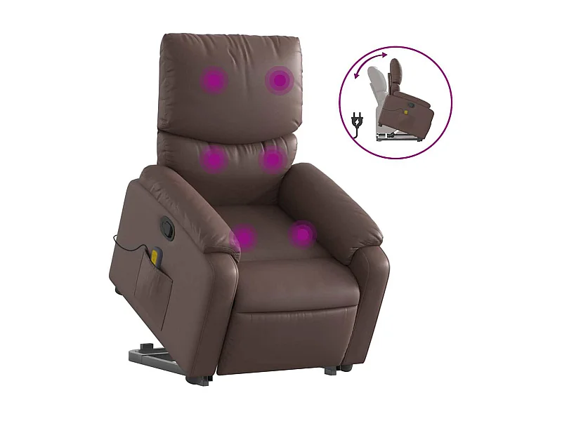 Fauteuil inclinable-Chaise de relax-Fauteuil de Massage Marron Similicuir SHL1925