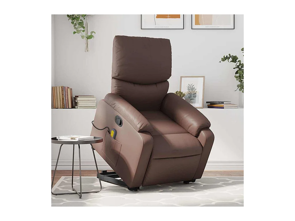 Fauteuil inclinable-Chaise de relax-Fauteuil de Massage Marron Similicuir SHL1925