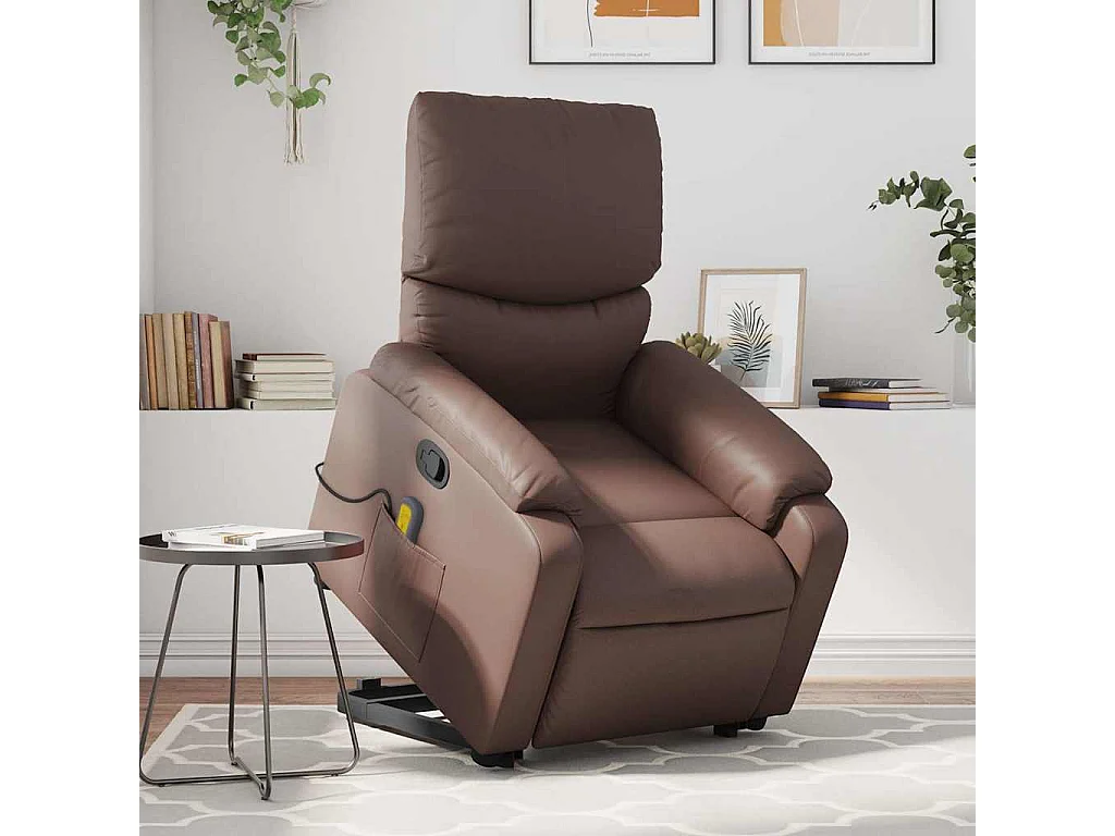 Fauteuil inclinable-Chaise de relax-Fauteuil de Massage Marron Similicuir SHL1925