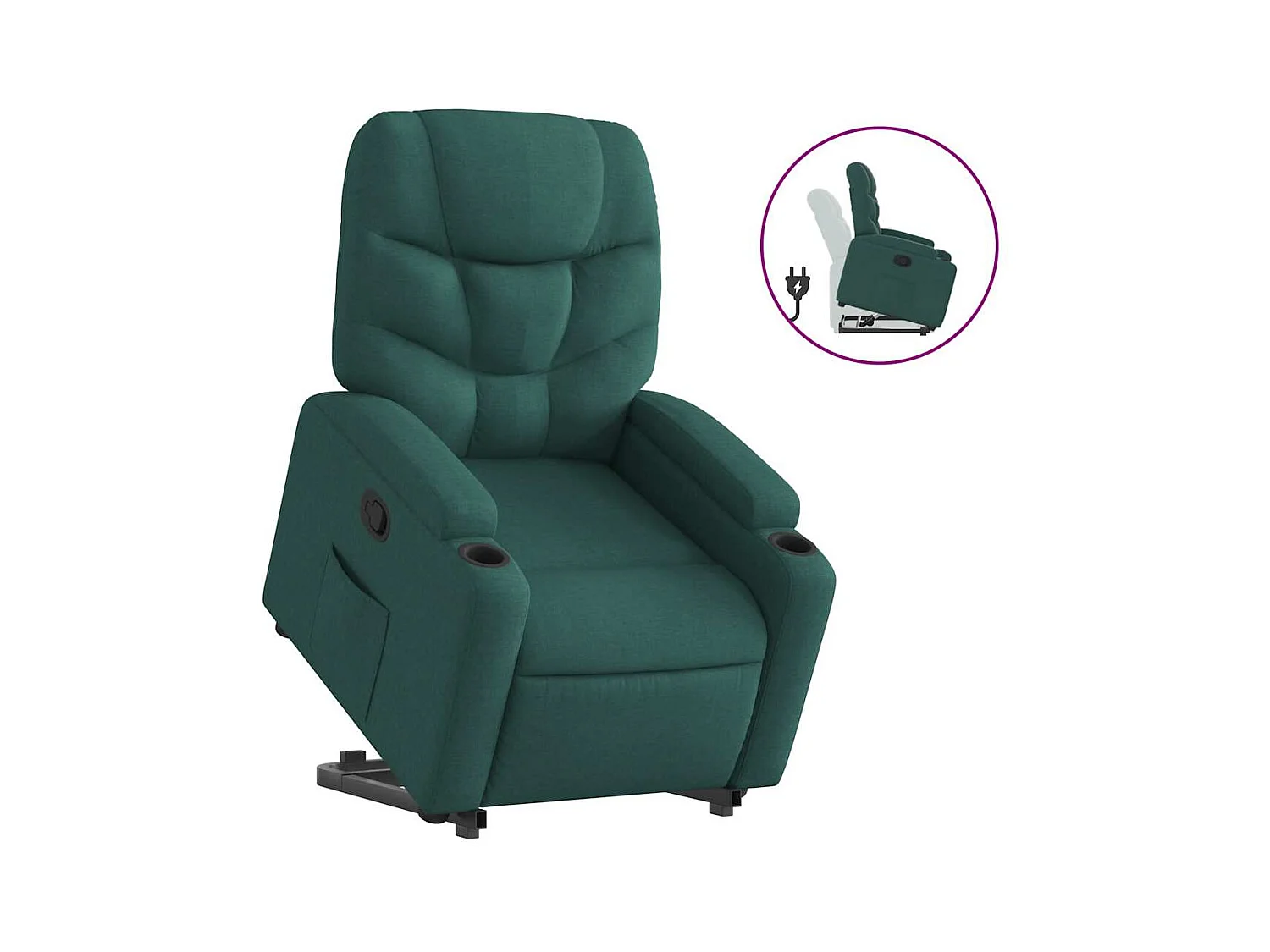 Sillón de relax | Silla | Sillón reclinable elevable tela verde oscuro SHL6554