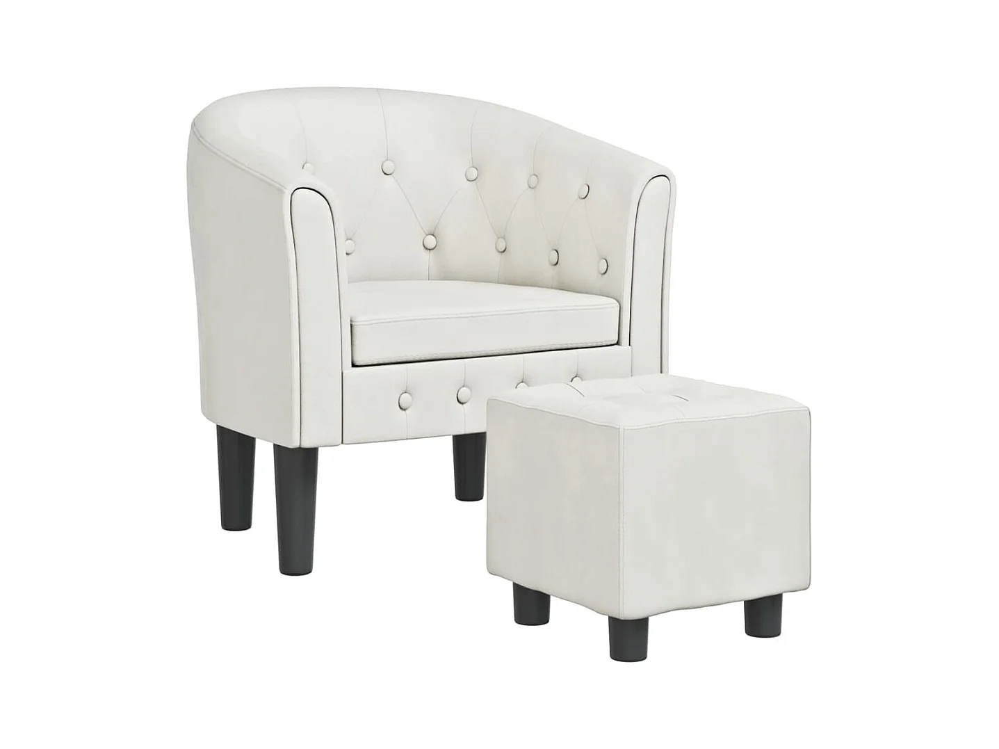 Sillón de salón | Silla de relax con taburete cuero sintético blanco SHL3425