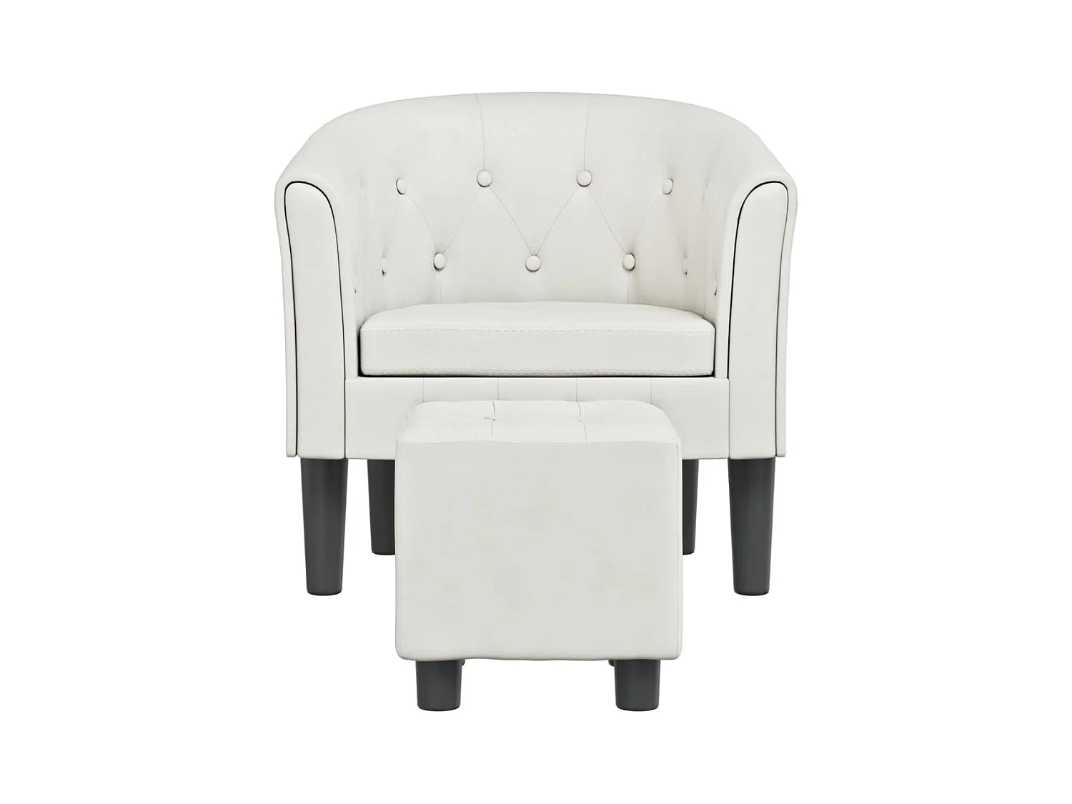 Sillón de salón | Silla de relax con taburete cuero sintético blanco SHL3425