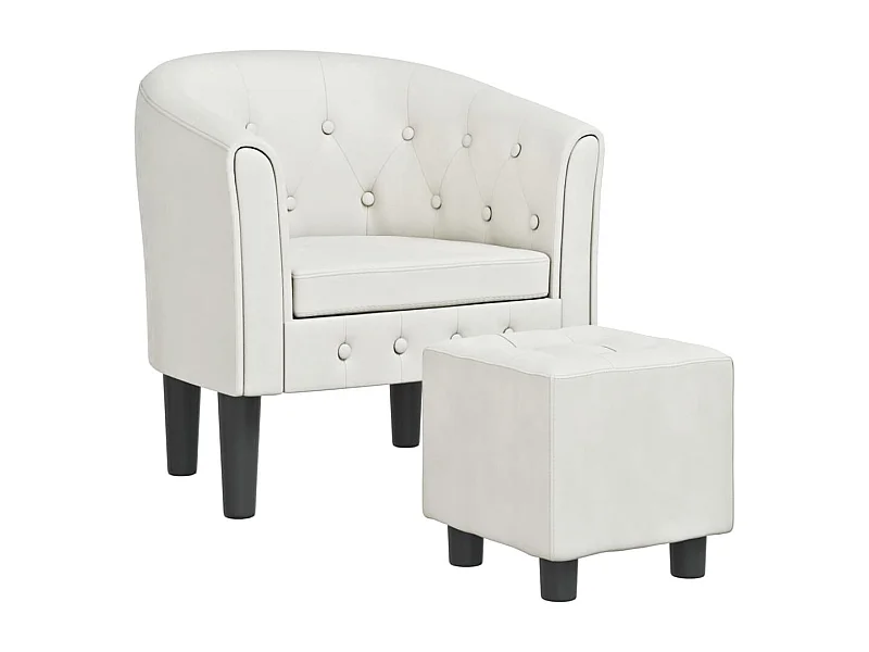 Fauteuil de Salon-Chaise cabriolet avec repose-pied blanc similicuir SHL4512