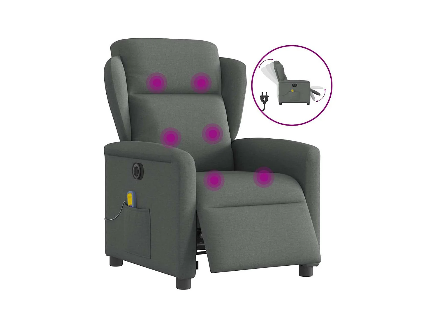 Sillón de relax | Sillón reclinable de masaje eléctrico tela gris oscuro SHL8902