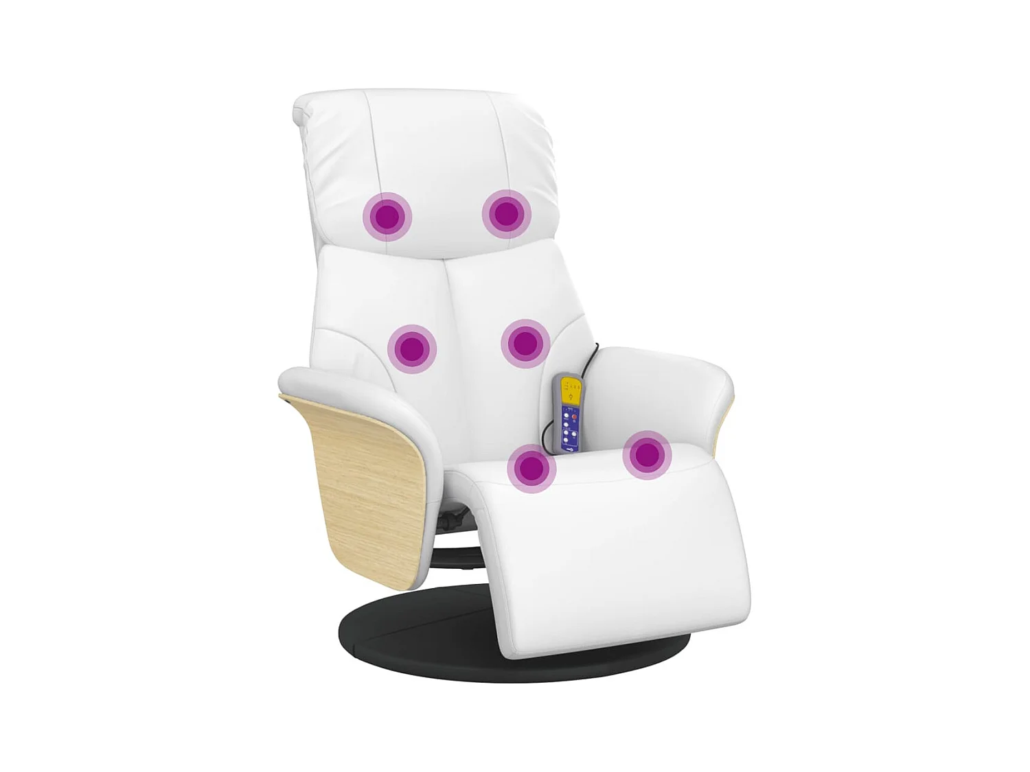 Sillón de relax | Sillón reclinable masaje con reposapiés cuero sintético blanco SHL7929