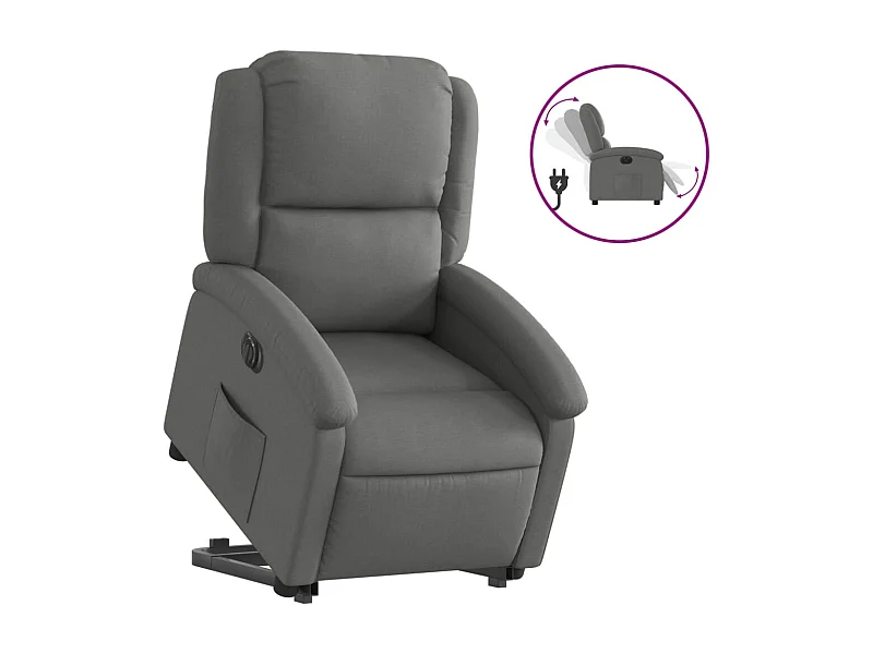 Relaxsessel mit Aufstehhilfe Elektrisch | Lounge Sessel indoor Dunkelgrau Stoff SHL3227