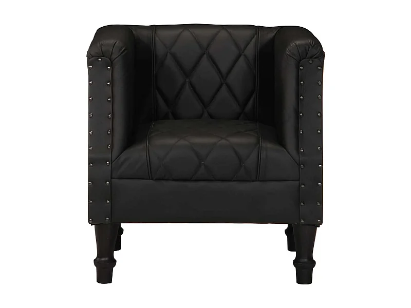 Sillón | Silla de cuero de cabra auténtico negro SHL3706