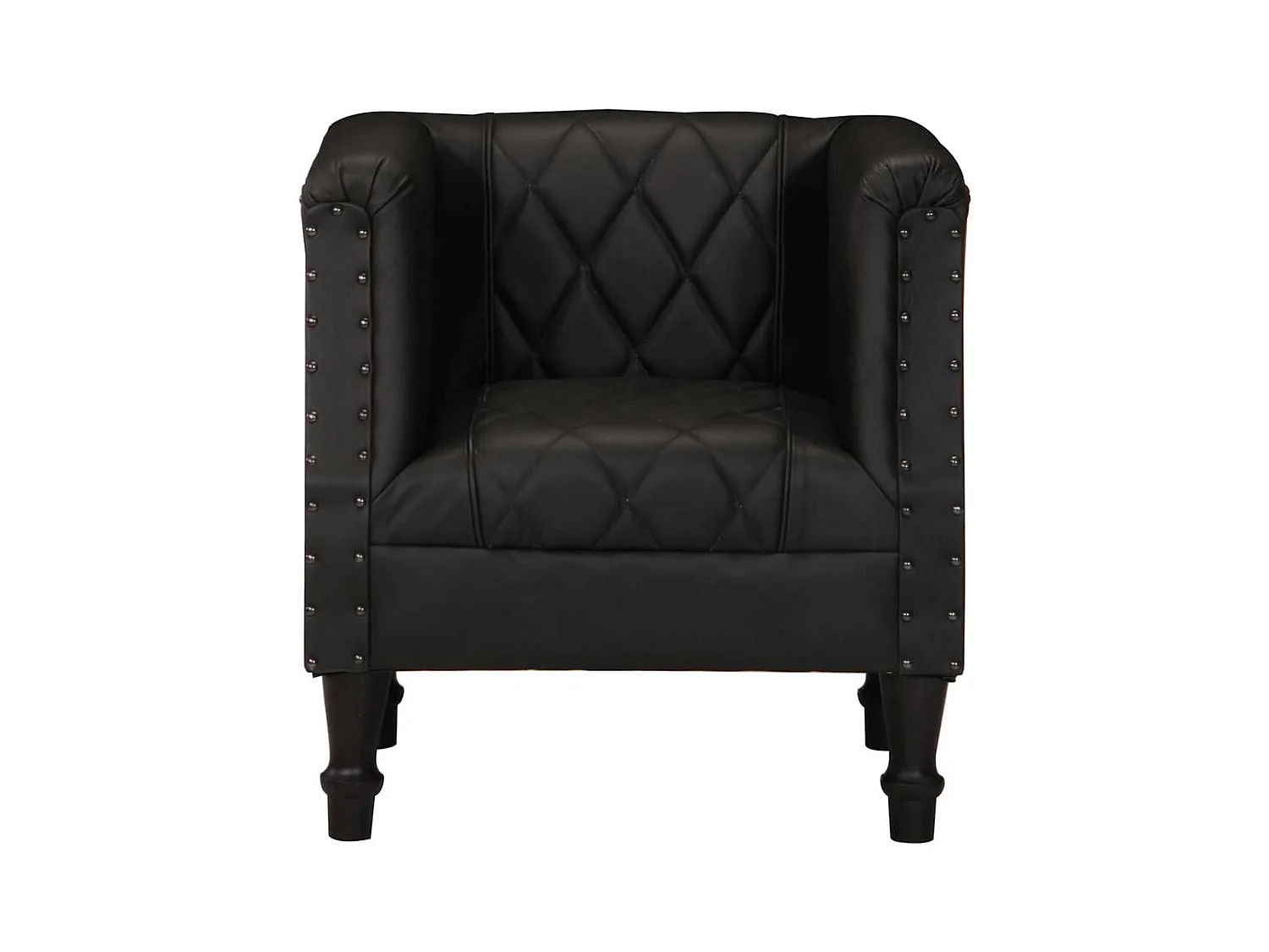 Sillón | Silla de cuero de cabra auténtico negro SHL3706