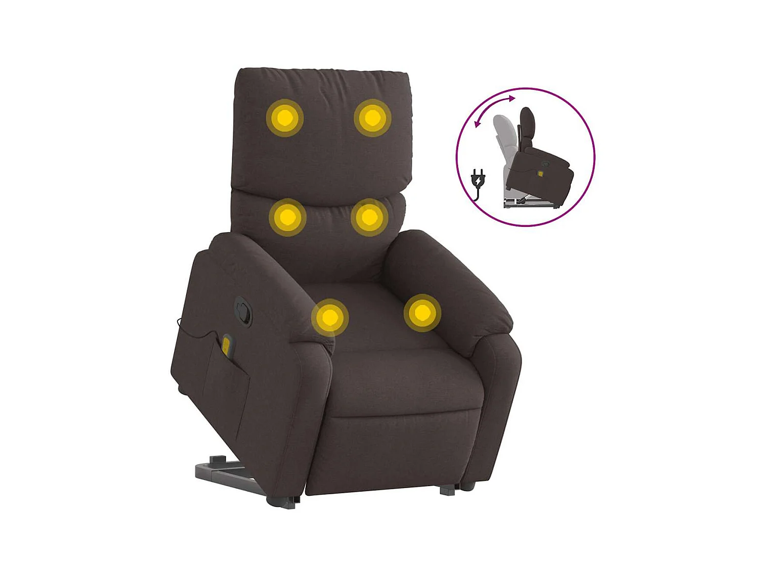 Fauteuil inclinable-Chaise de relax-Fauteuil de Massage Marron foncé Tissu SHL3568