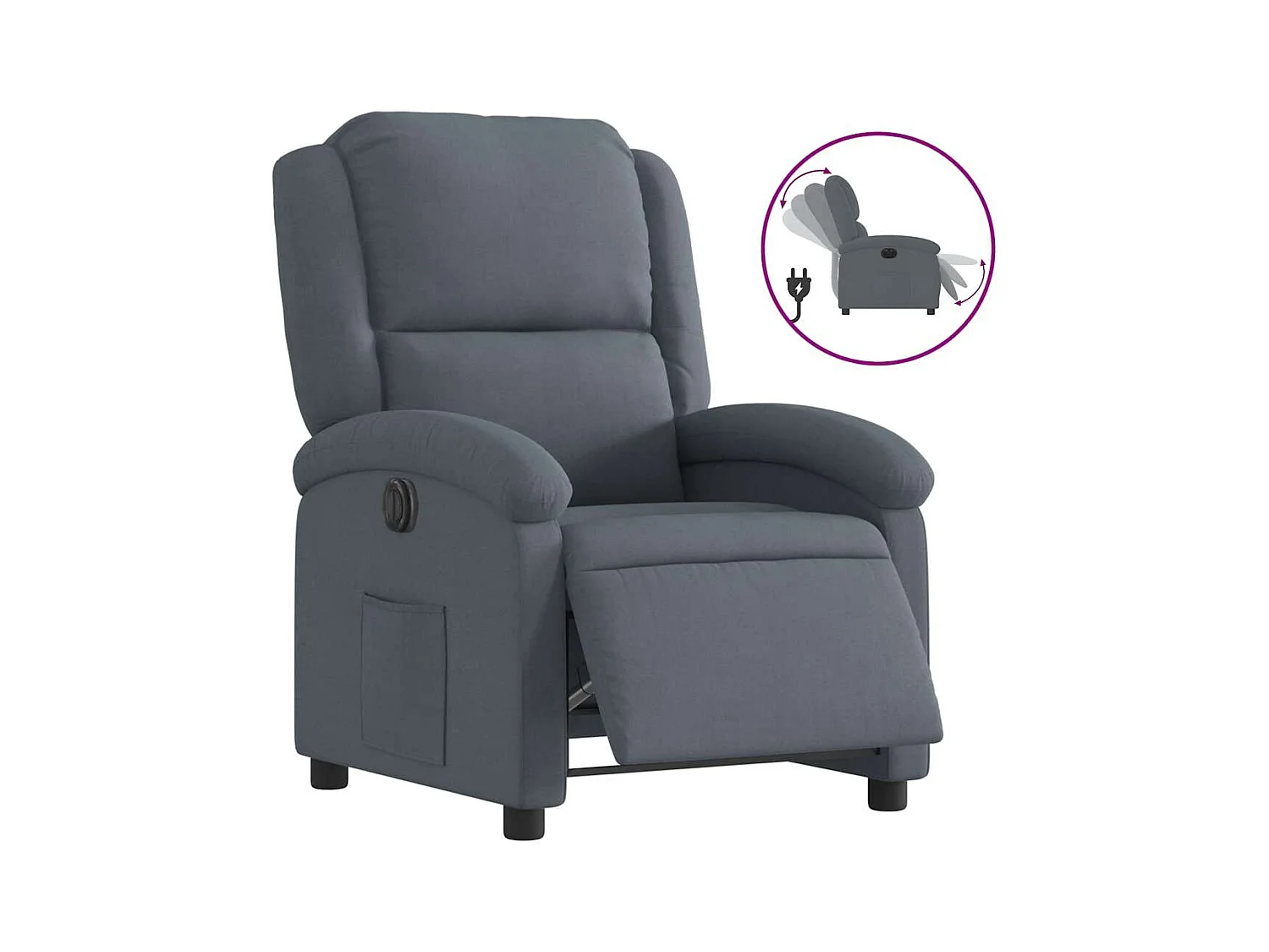 Fauteuil inclinable électrique-Chaise de relax-Fauteuil salon Gris foncé Velours SHL3648