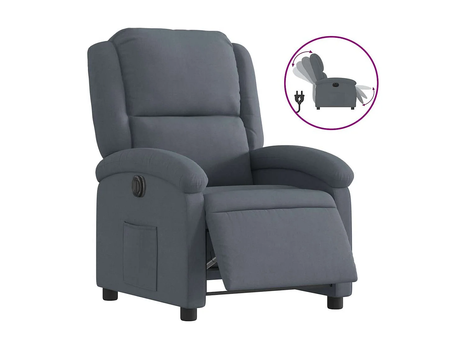Sillón de relax | Silla | Sillón reclinable eléctrico de terciopelo gris oscuro SHL2837