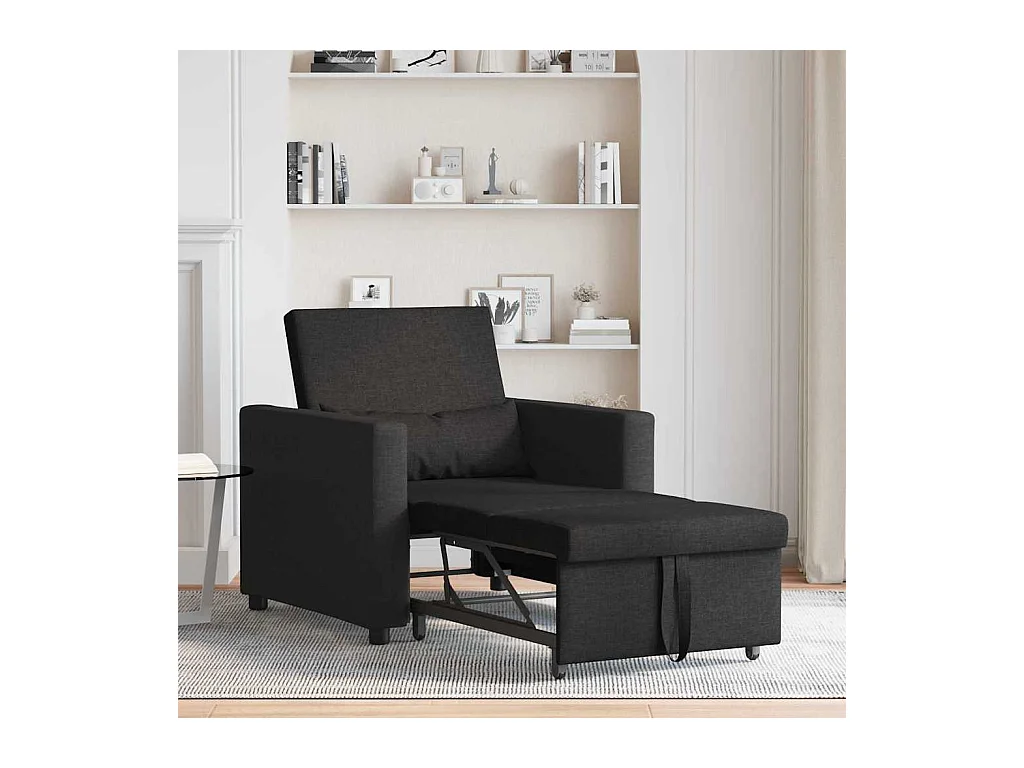 Sofá Cama Individual con ruedas Negro 90x165x87 cm tela SHL9363