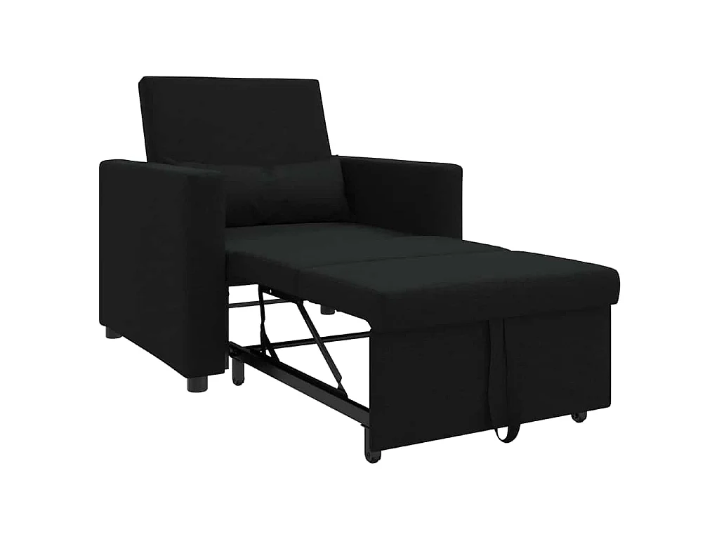 Sofá cama single com rodas Preto 90x165x87 cm tecido SHL709150