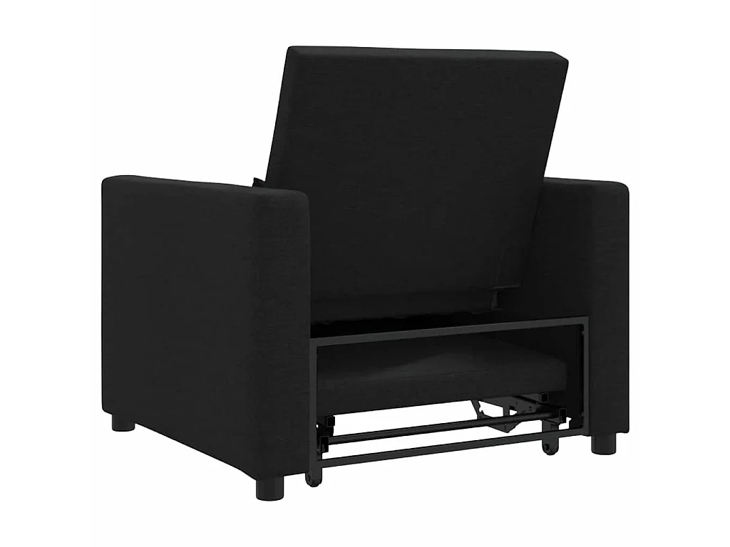 Sofá cama single com rodas Preto 90x165x87 cm tecido SHL709150