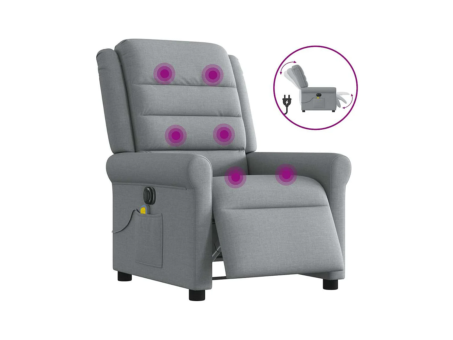 Sillón de relax | Sillón reclinable de masaje eléctrico tela gris claro SHL4139
