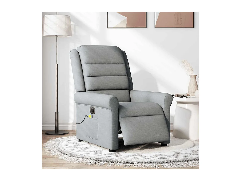 Sillón de relax | Sillón reclinable de masaje eléctrico tela gris claro SHL4139