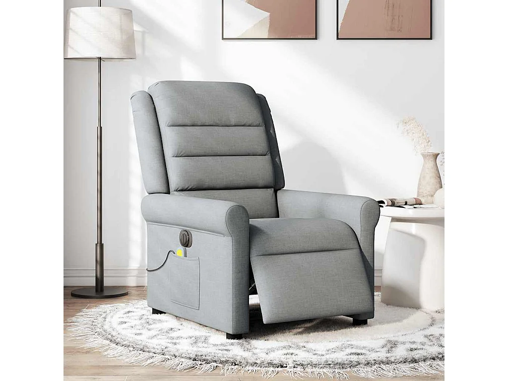 Fauteuil inclinable électrique-Fauteuil de massage de Salon gris clair tissu SHL4512