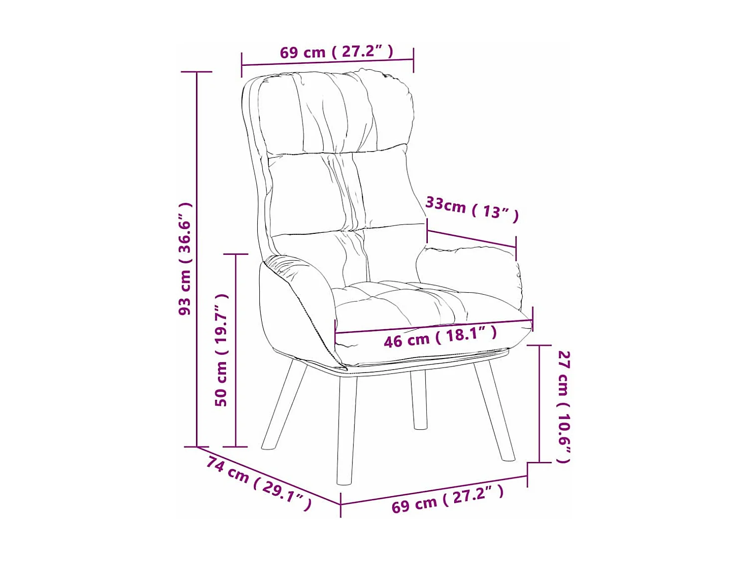 Poltrona | Cadeira de Sala | Cadeira Relaxante vermelho tinto 69x74x93 cm SHL742691