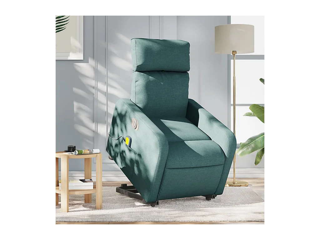 Sillón de salón | Silla | Sillón masaje eléctrico reclinable elevable tela verde oscuro SHL5032