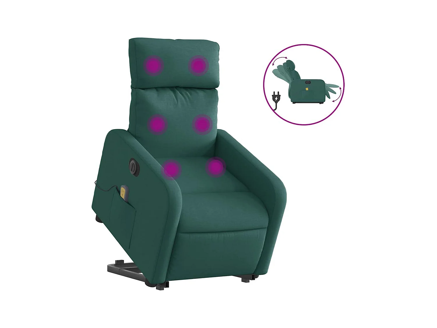 Fauteuil inclinable électrique-Chaise de relax-Fauteuil de Massage Vert foncé Tissu SHL2598