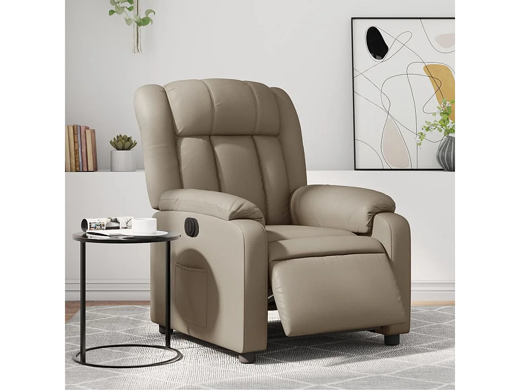 Relaxsessel Elektrisch | Lounge Sessel indoor Cappuccino-Braun Kunstleder SHL82117