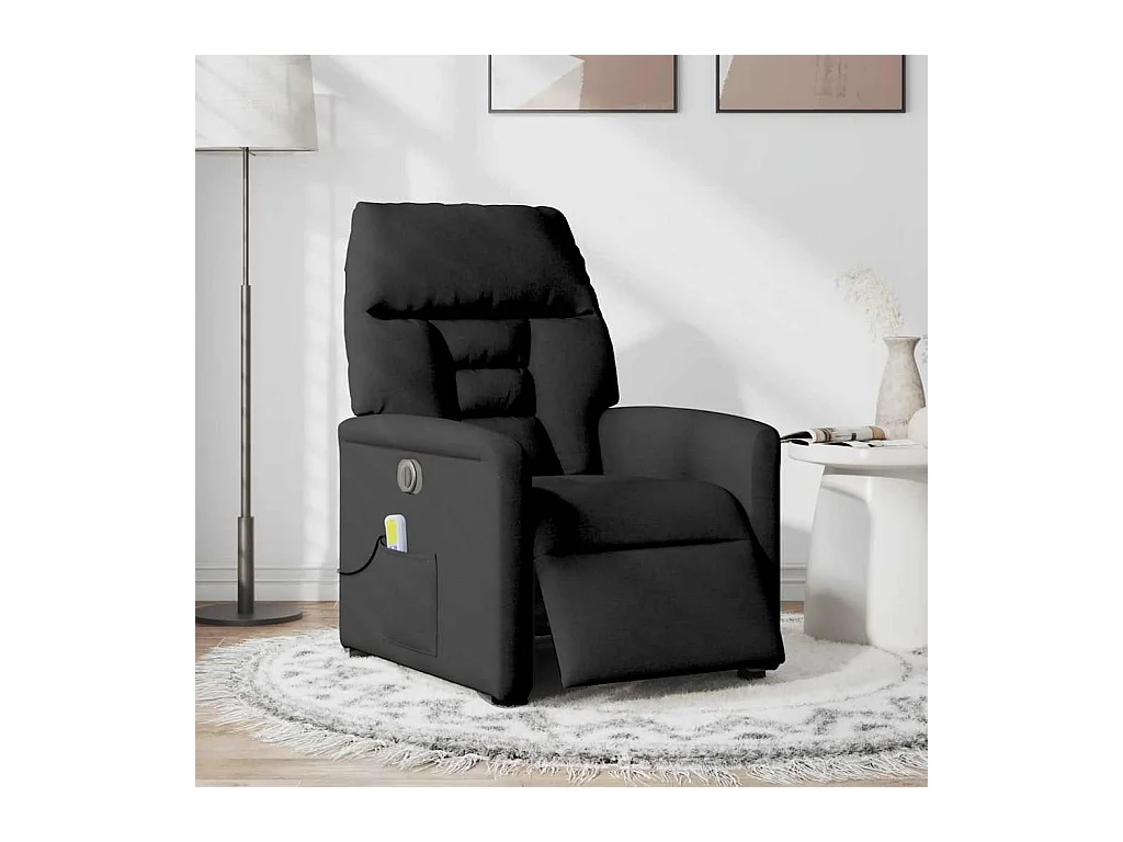 Poltrona reclinável de massagens elétrica tecido preto SHL637865