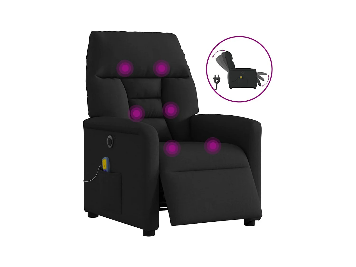 Sillón de relax | Sillón reclinable de masaje eléctrico tela negro SHL5819