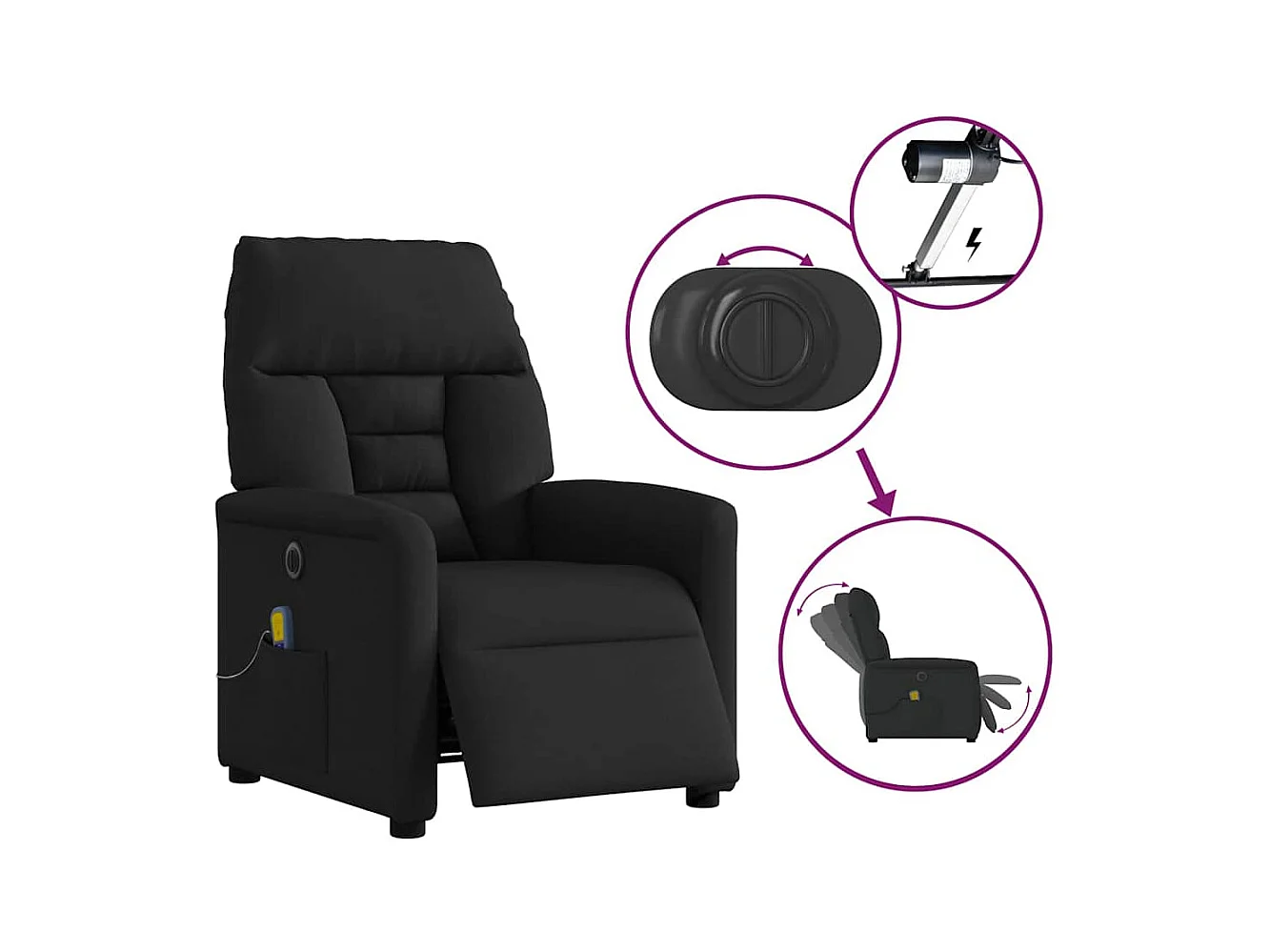 Sillón de relax | Sillón reclinable de masaje eléctrico tela negro SHL5819