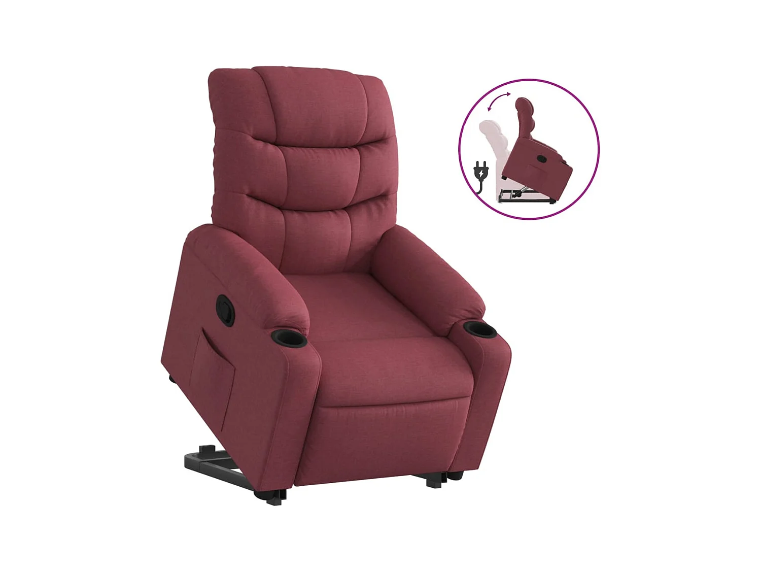 Fauteuil inclinable-Chaise de relax-Fauteuil salon rouge bordeaux tissu SHL2836