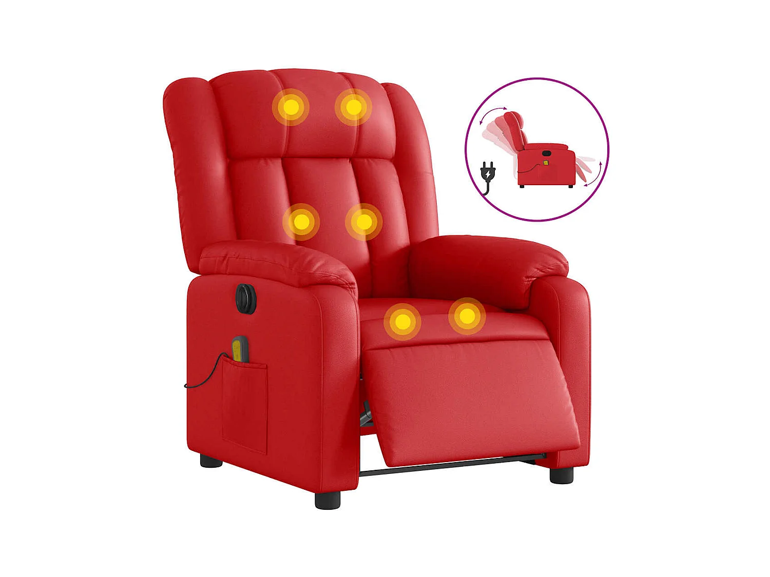 Fauteuil inclinable électrique-Fauteuil de massage de Salon rouge similicuir SHL5468