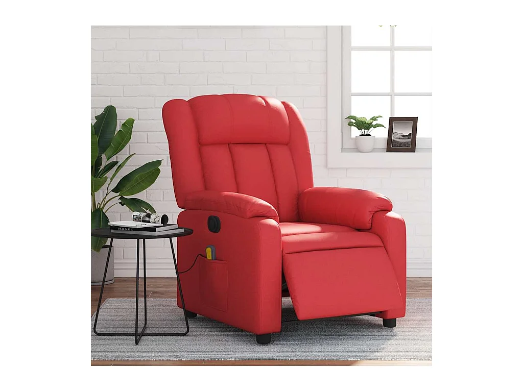 Fauteuil inclinable électrique-Fauteuil de massage de Salon rouge similicuir SHL5468