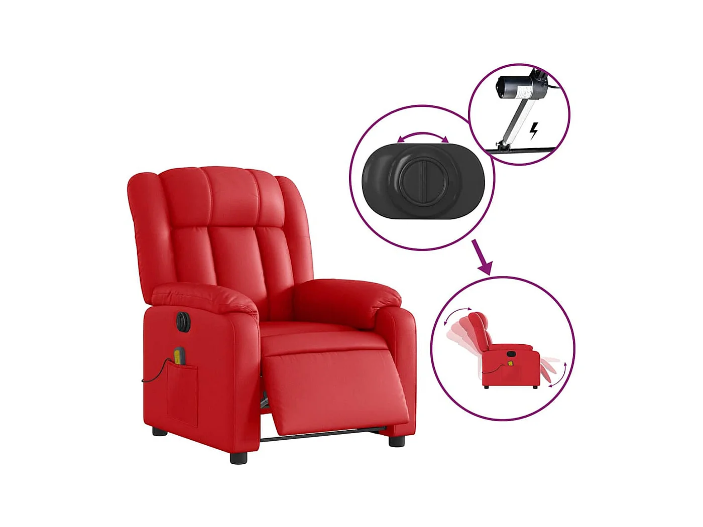 Fauteuil inclinable électrique-Fauteuil de massage de Salon rouge similicuir SHL5468