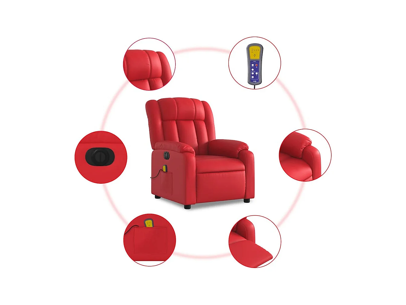 Fauteuil inclinable électrique-Fauteuil de massage de Salon rouge similicuir SHL5468