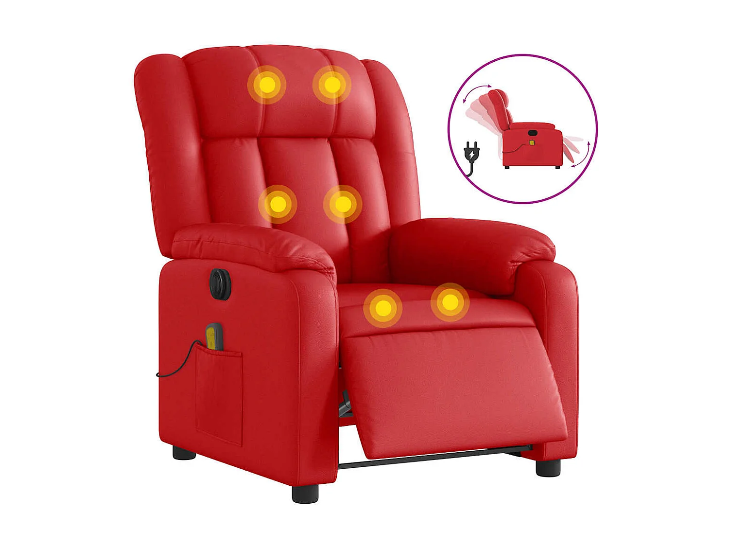 Fauteuil inclinable électrique-Fauteuil de massage de Salon rouge similicuir SHL5468