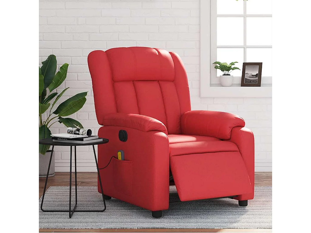 Fauteuil inclinable électrique-Fauteuil de massage de Salon rouge similicuir SHL5468
