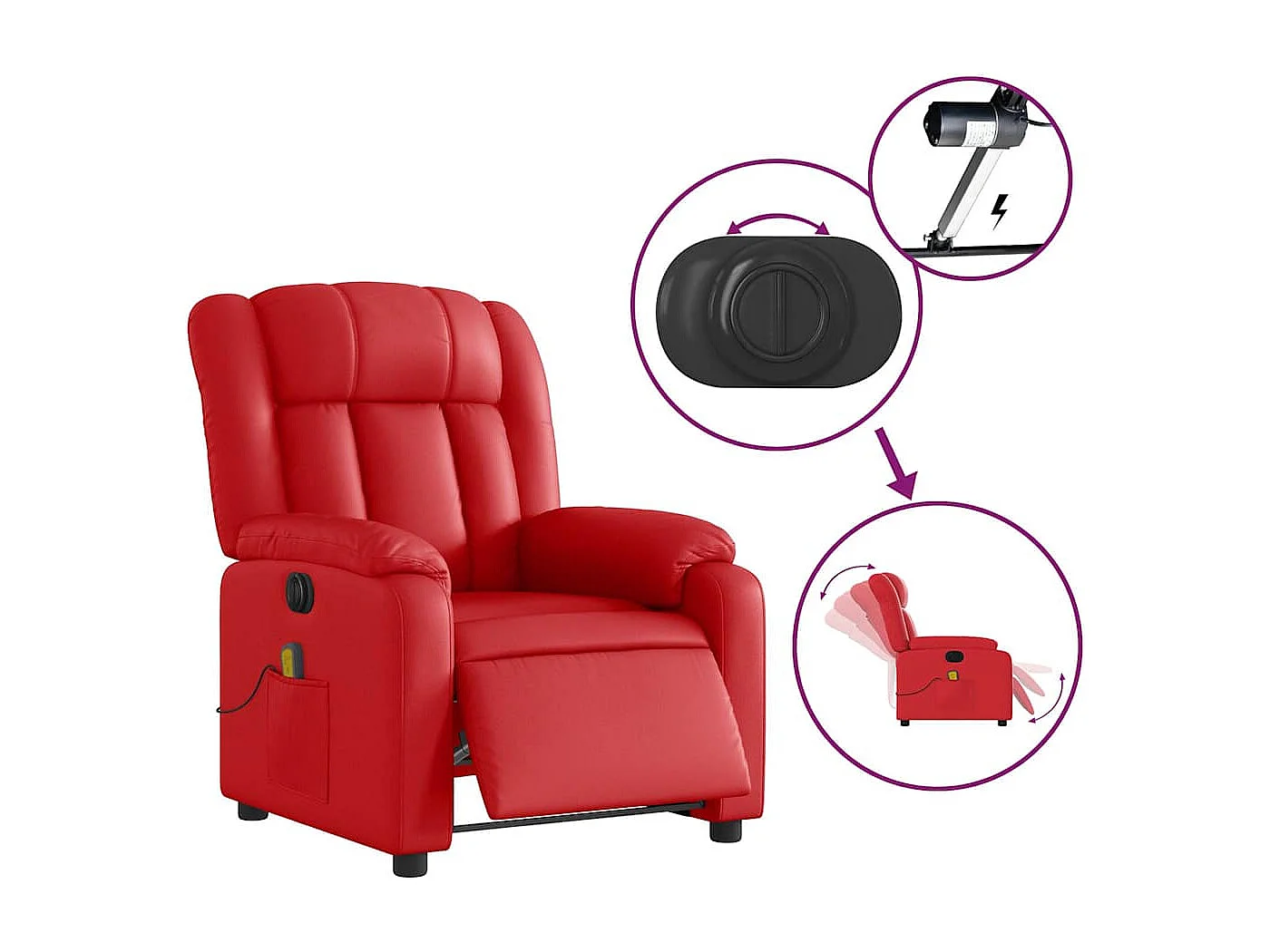 Fauteuil inclinable électrique-Fauteuil de massage de Salon rouge similicuir SHL5468