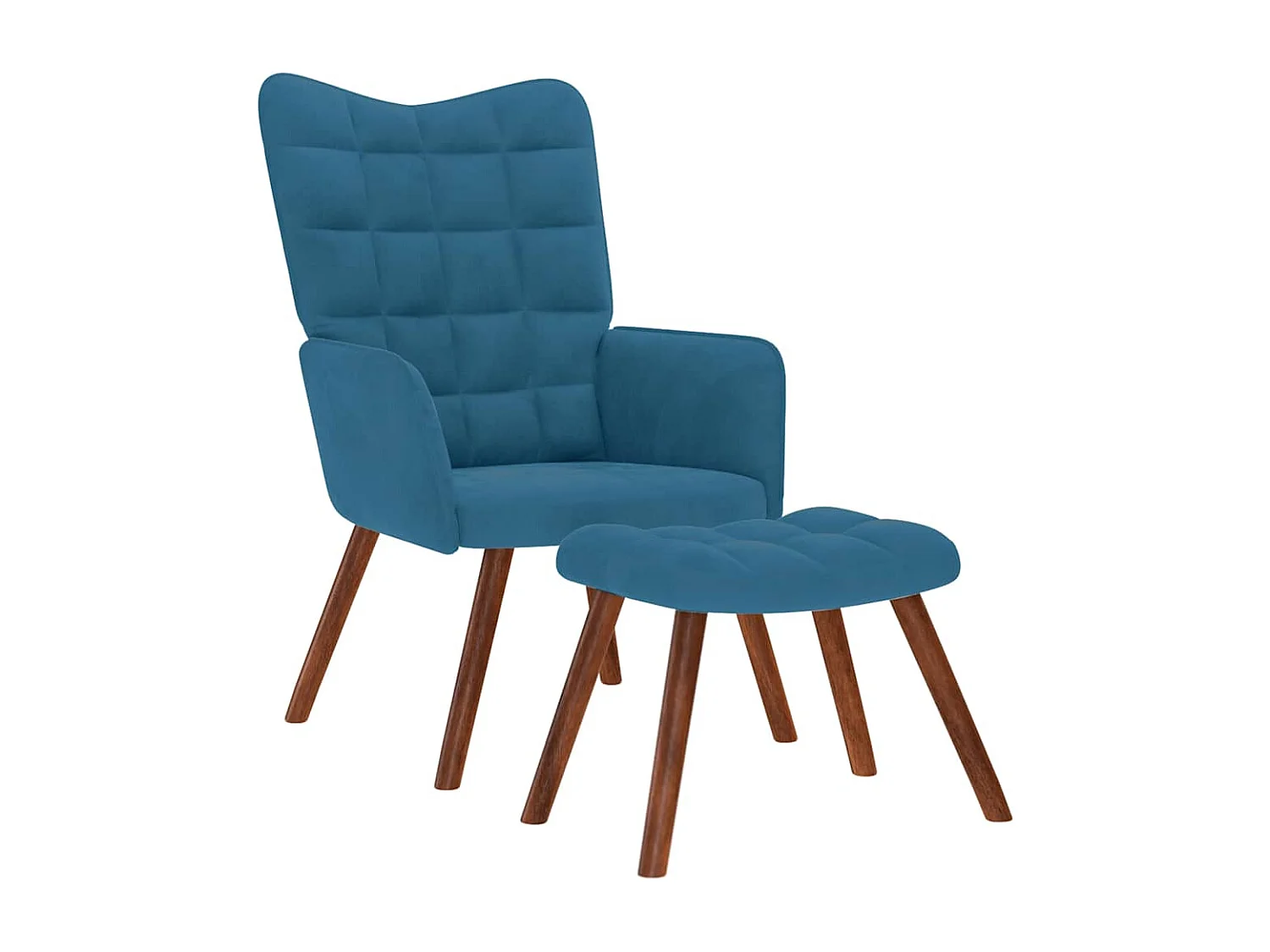 Chaise de relaxation moderne avec tabouret-Fauteuil de Salon Bleu Velours SHL2808