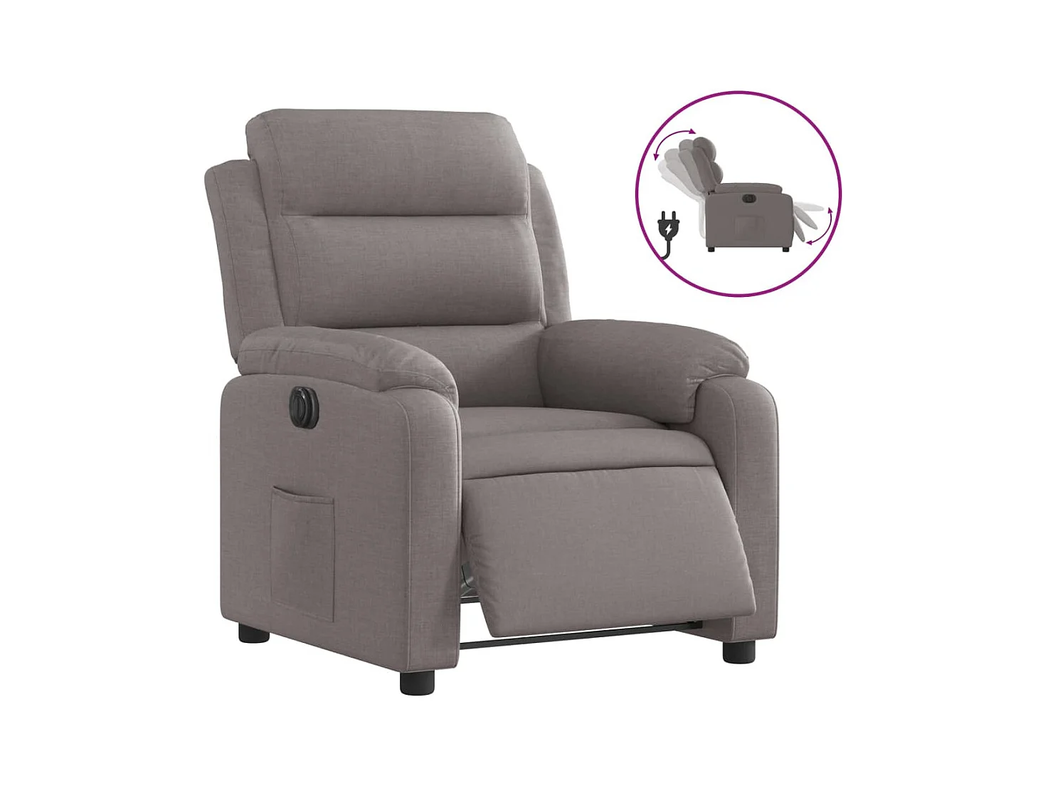 Fauteuil inclinable électrique-Chaise de relax-Fauteuil salon Taupe Tissu SHL5474
