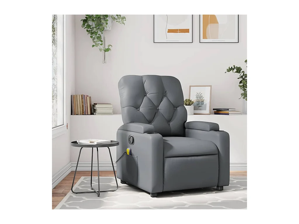 Fauteuil inclinable-Chaise de relax-Fauteuil de Massage gris similicuir SHL3788