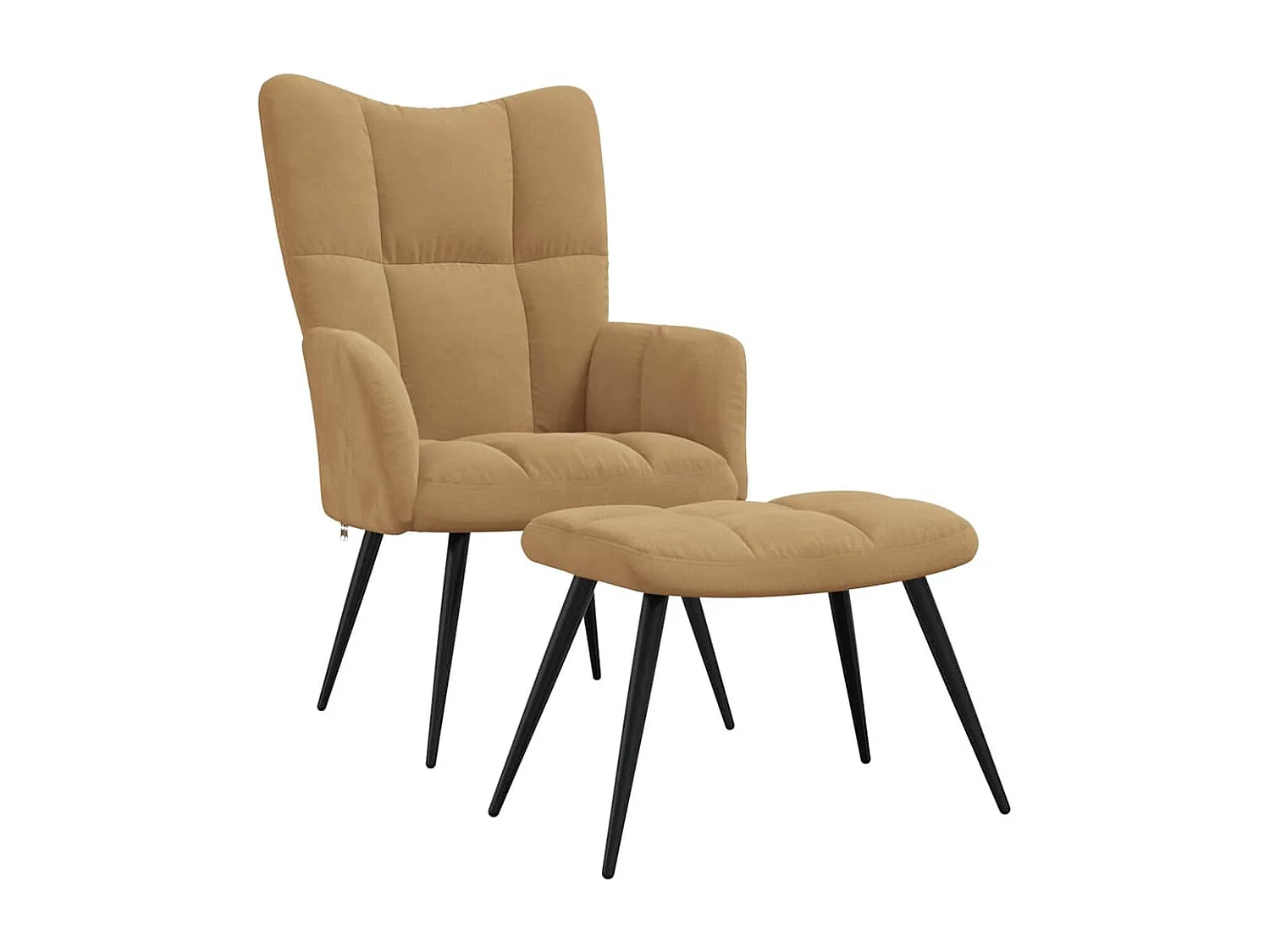 Relaxsessel mit Hocker | Lounge Sessel Braun Samt SHL77145