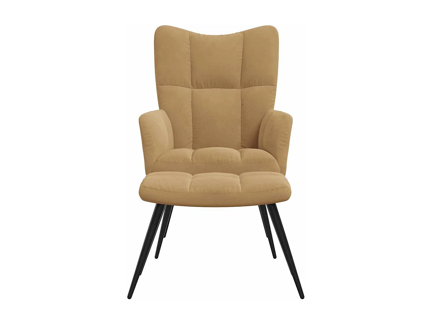 Relaxsessel mit Hocker | Lounge Sessel Braun Samt SHL77145