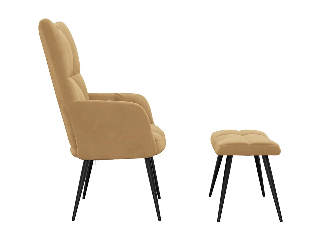 Relaxsessel mit Hocker | Lounge Sessel Braun Samt SHL77145