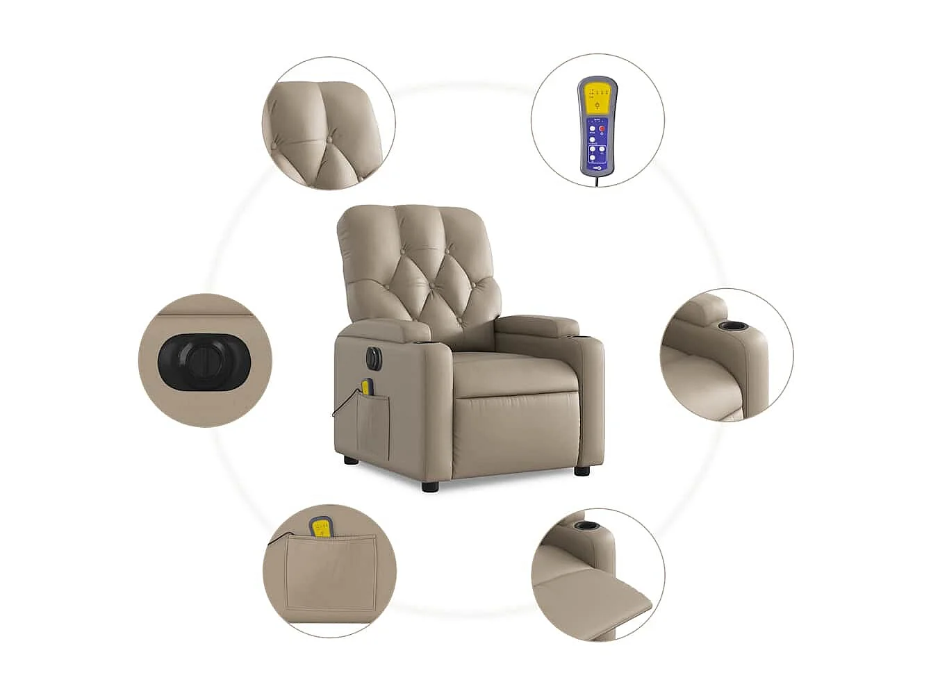 Massagesessel Elektrisch | Relaxsessel indoor Cappuccino-Braun Kunstleder SHL83441