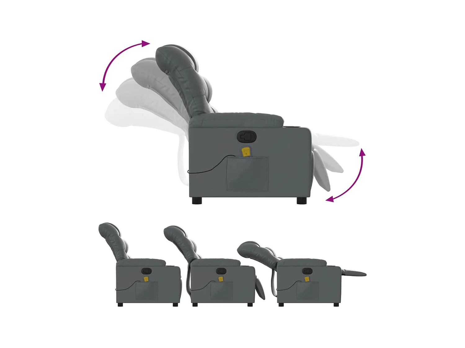 Sillón de salón | Silla | Sillón de masaje reclinable cuero sintético gris SHL2858