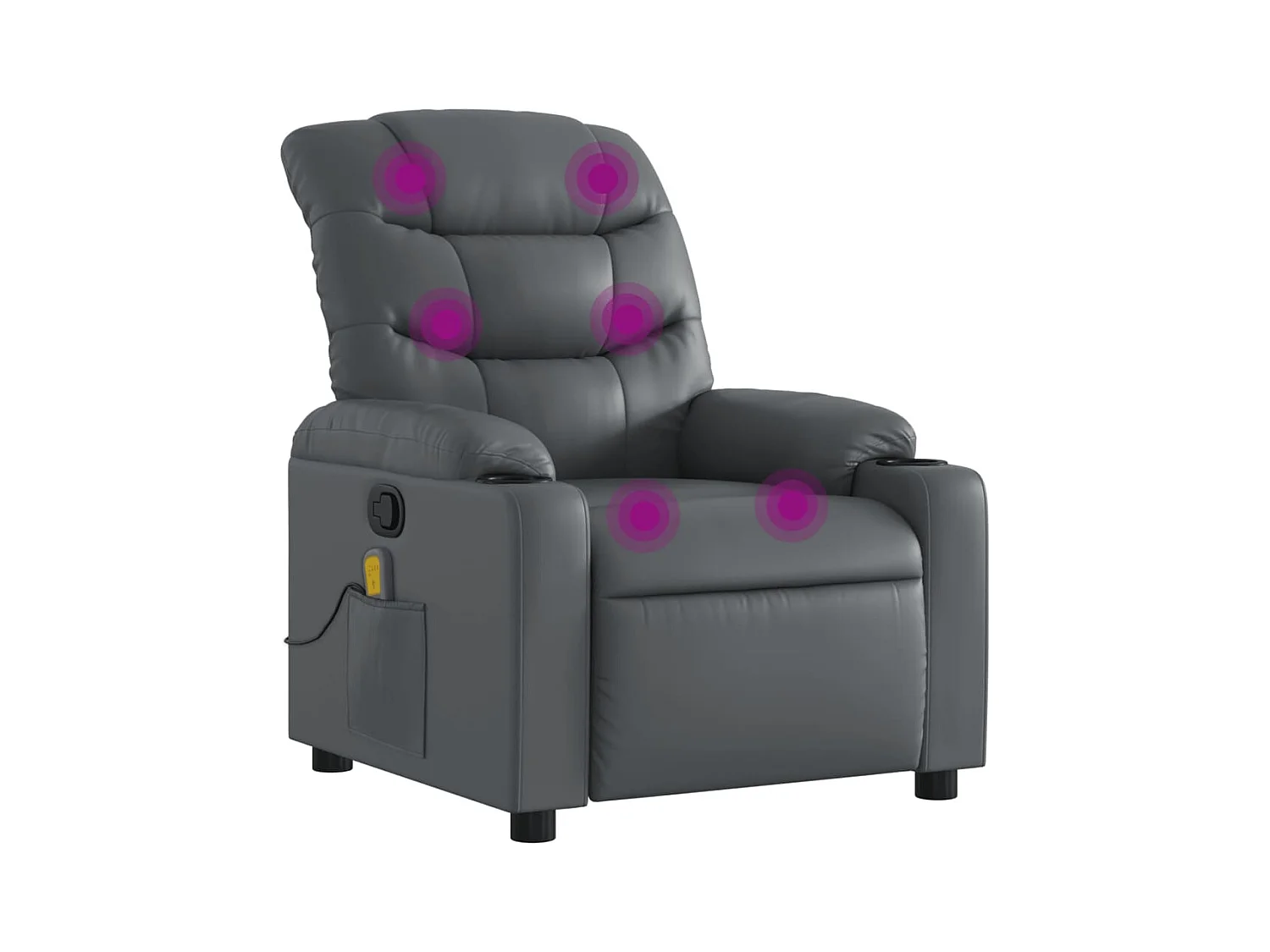 Fauteuil inclinable-Chaise de relax-Fauteuil de Massage Gris Similicuir SHL3865