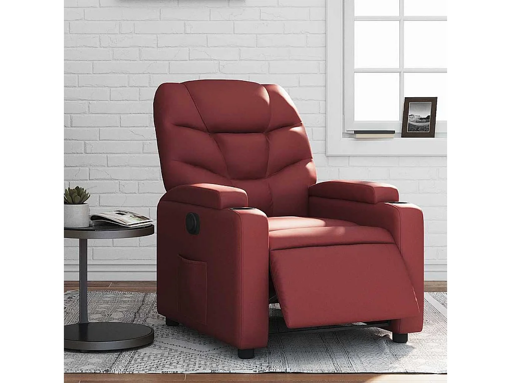 Fauteuil inclinable électrique-Chaise de relax-Fauteuil salon Rouge bordeaux Similicuir SHL5216
