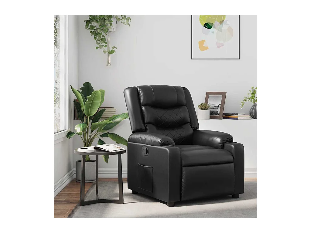 Sillón de relax | Sillón reclinable de cuero sintético negro SHL5709