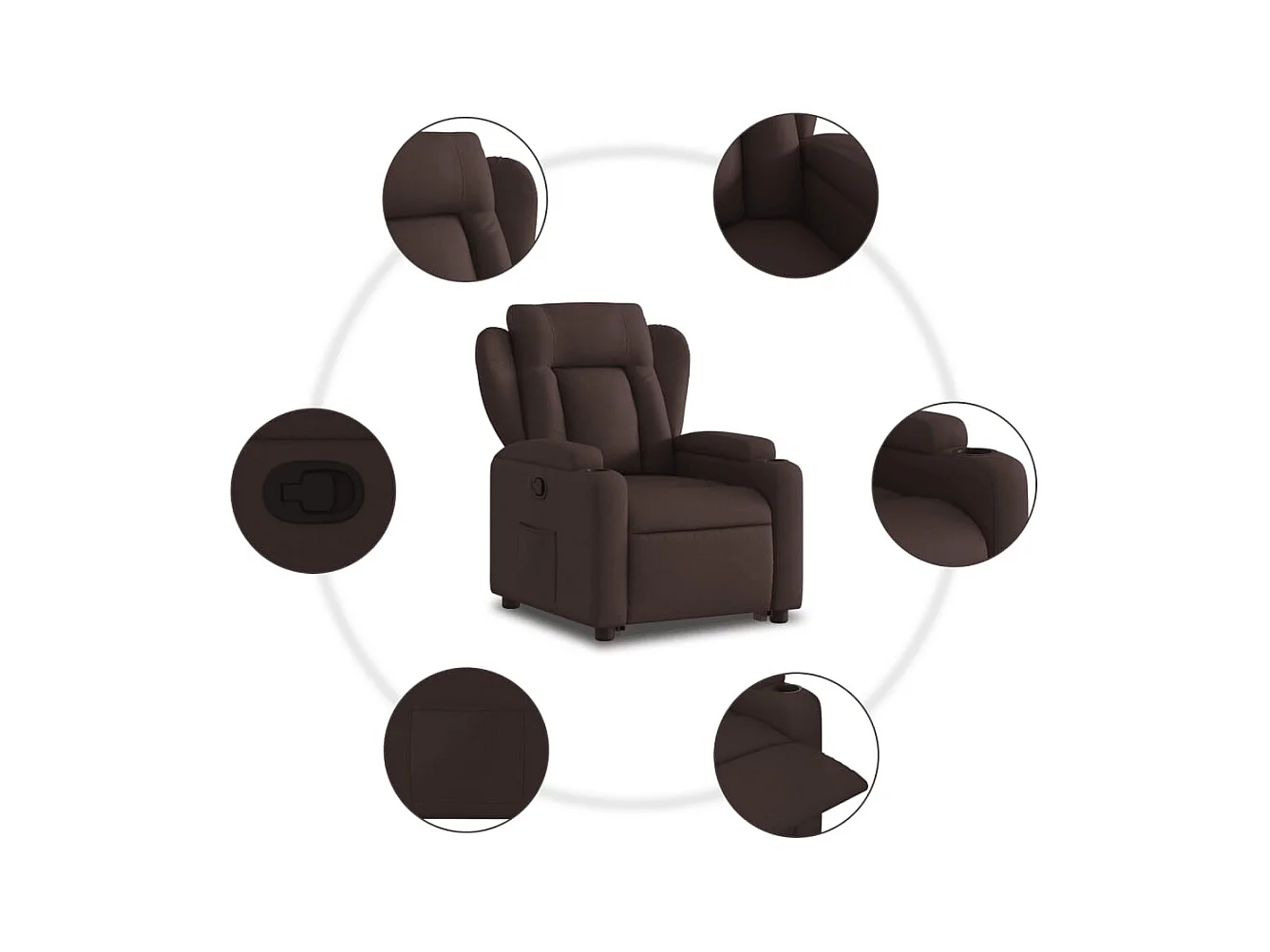 Fauteuil inclinable-Chaise de relax-Fauteuil salon marron foncé tissu SHL1718