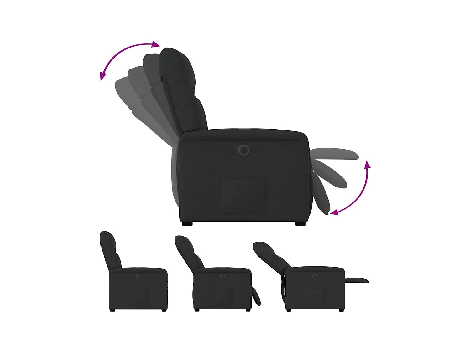 Sillón de relax | Silla | Sillón reclinable eléctrico de tela negro SHL2674